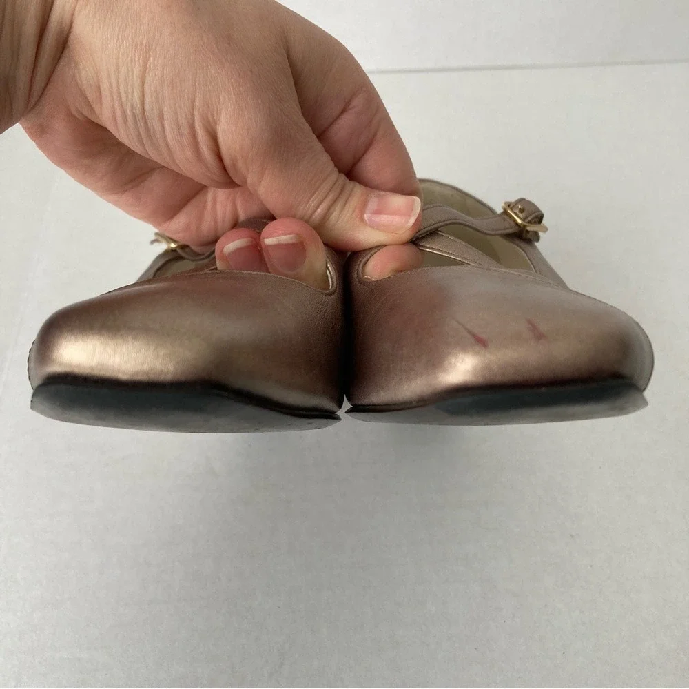 Yoshinoya Ginza‎ Tokyo Rose Gold Metallic Leather Mary Jane Block Heels Japan 22